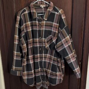 Maurices Fleece Plaid Long Sleeve Button Down Shirt Size 2X